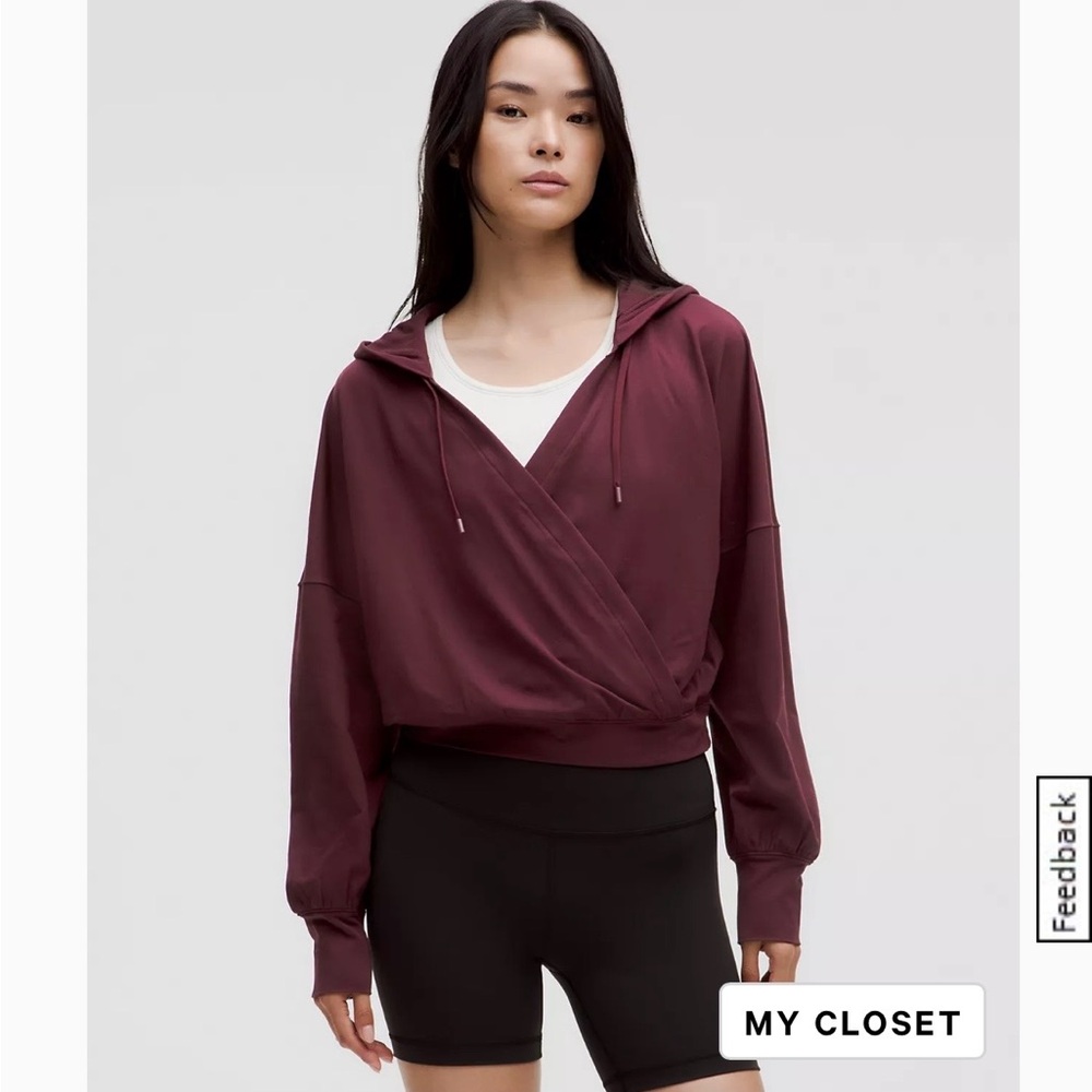 LULULEMON Soft Jersey Relaxed Wrap Front Hoodie in Garnet